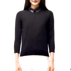 Club Monaco Leather Collar Sweater
